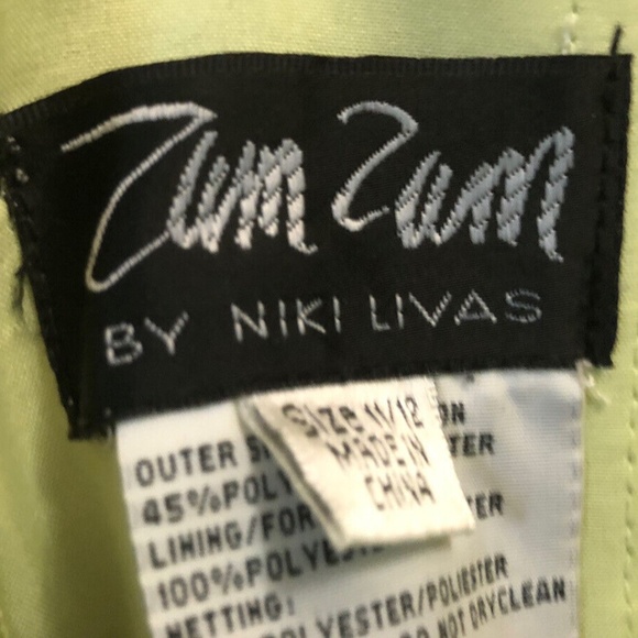 Niki Livas,Woman,Dress Formal Cocktail,Green Lemon, size 12,rhinestone `n lace.! - Picture 10 of 14